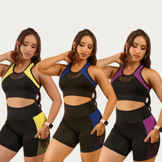 Kit 2 Conjuntos Suplex — Top + Short | Zero Transparência & Modela | Cores Vibrantes em Oferta na Shopee