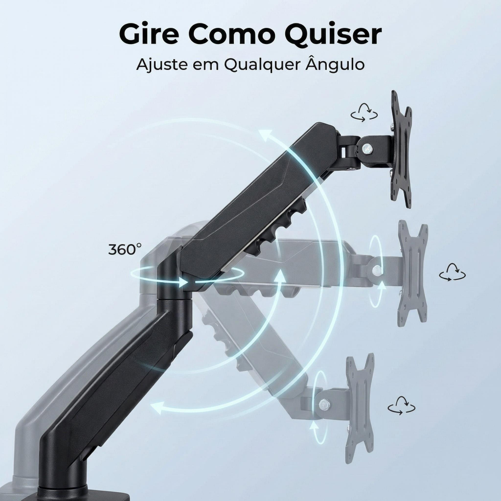 Braço Suporte para Monitor com Mola a Gás, Giratório, Ajustável em Altura para Mesa-U1/U5