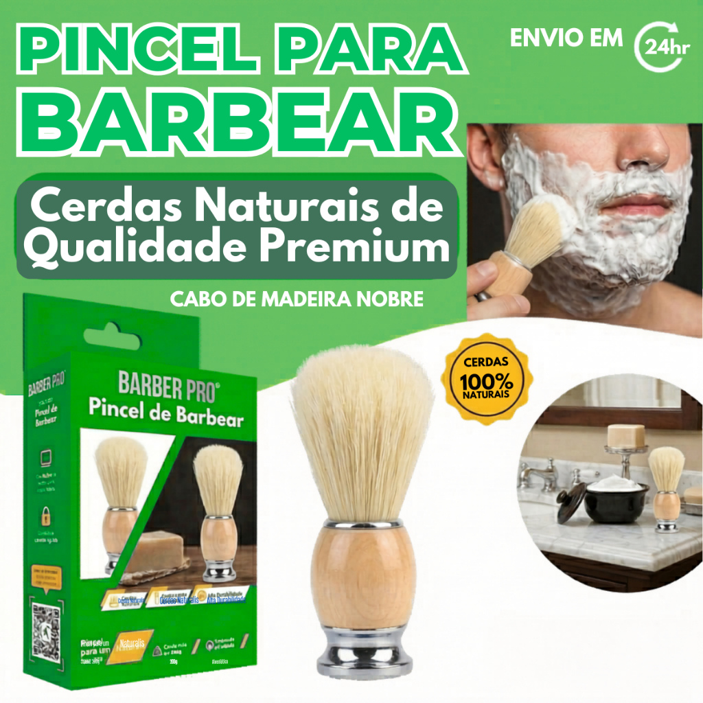 Pincel Para Espuma De Barbear Macio - Cabo De Fácil Empunhadura