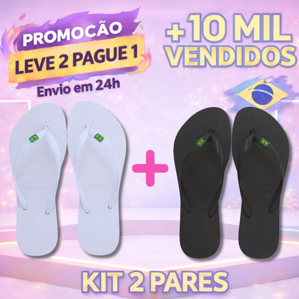 KIT De Chinelos Femininos Original Bandeirinha Do Brasil Sandalia de Dedo em Oferta na Shopee