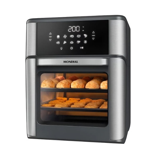 Air Fryer Mondial Forno 12L 2000w Digital Cinza e Inox 220V