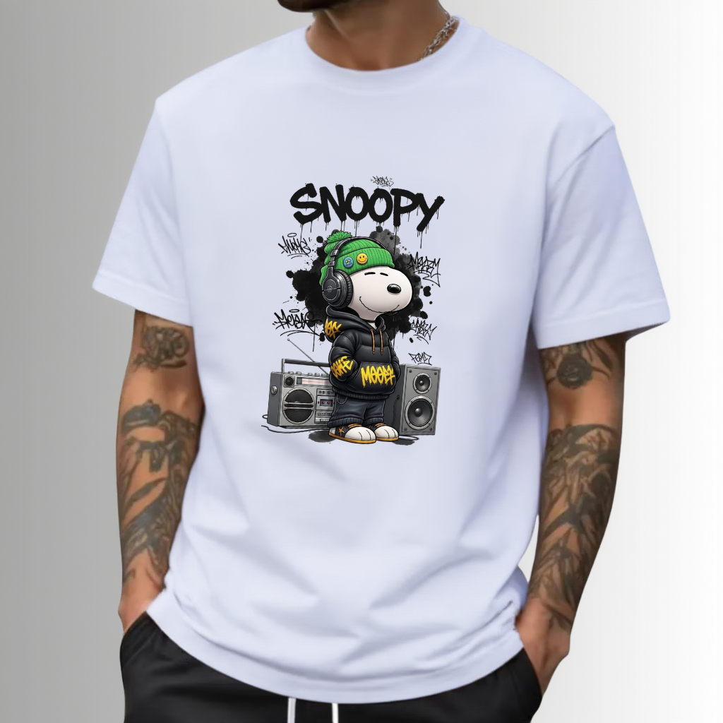 Camiseta Masculina Estampada Camisa 100% Algodão Estampa do Snoopy