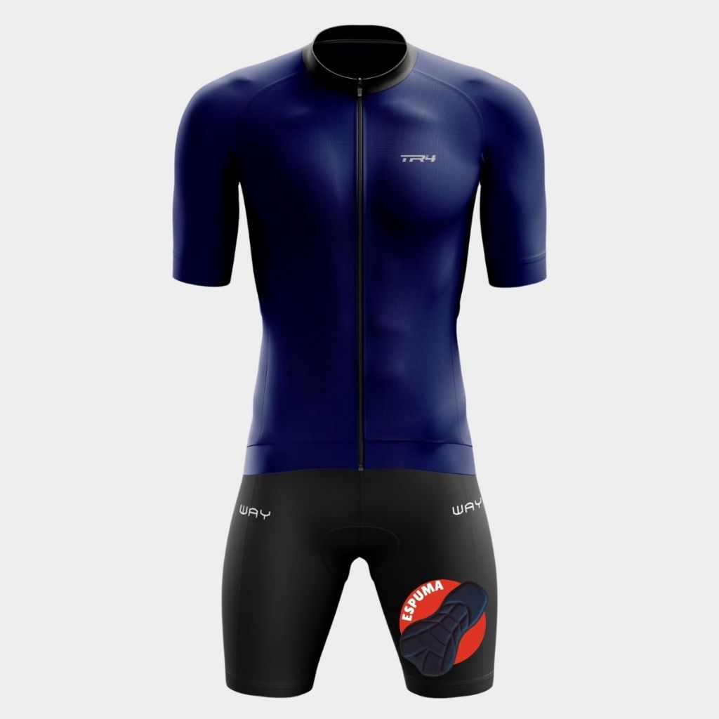 Conjunto Masculino Ciclismo Premium Camisa Zíper Total Bermuda Forro Espuma Bike Pedal Mtb Speed