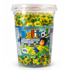 Pote Bolinhas de Chocolate Bolibol Brasil 680g Ki-Kakau C/Aprox 100 Unidades Copa Torcida