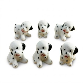 Kit 6 Miniaturas Dálmatas Colecionável Estátua Miniatura Gesso