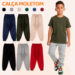Kit Infantil 3 Calças de Moletom Peluciado Menino Masculino Tamanho 1 ao 10
