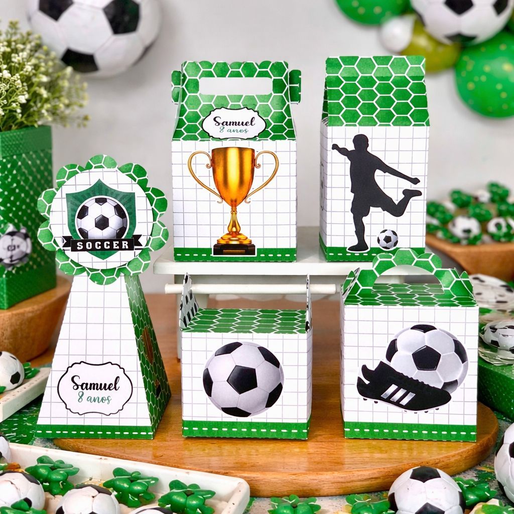 Kit Lembrancinhas Papelaria Personalizada Caixinhas Aniversário Futebol