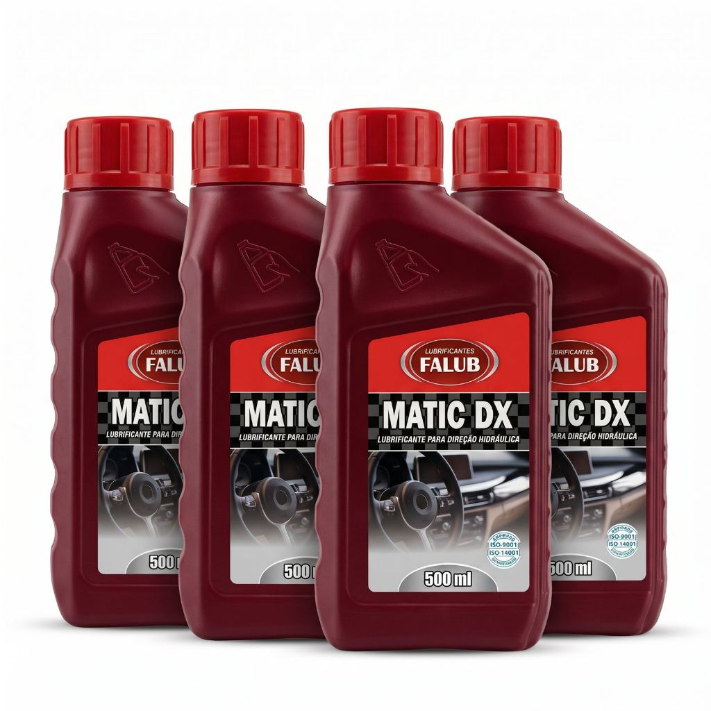 Kit 4 Unidades Lubrificante Direção Hidráulica Falub Matic DX ATF Dexron III 500ml