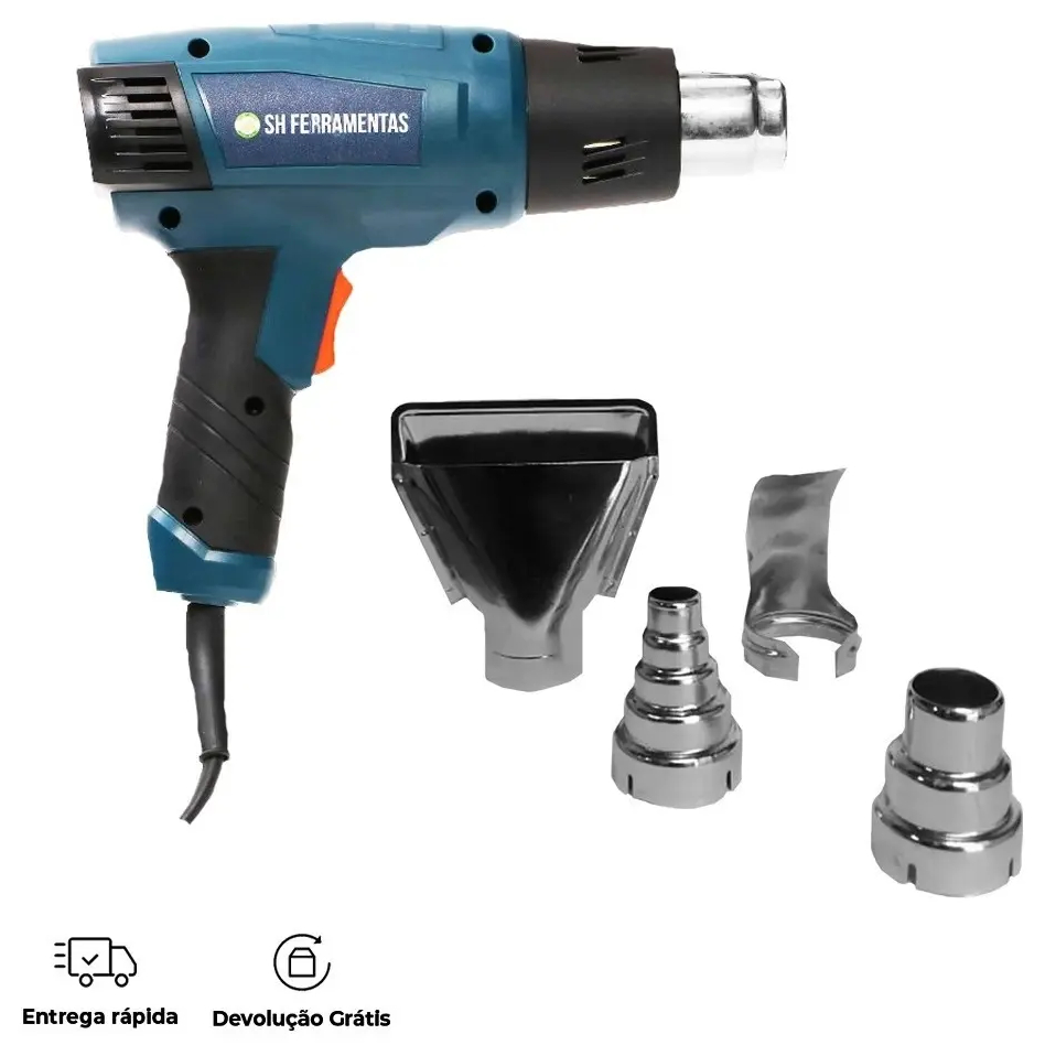 Soprador Térmico Profissional 2000w 50 a 550 Graus + 4 bicos Direcionados
