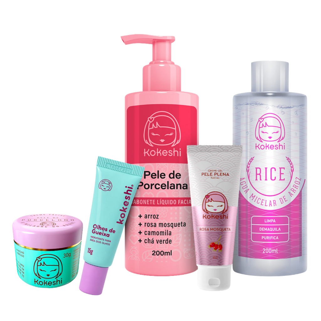 Kit Cuidados Essenciais Kokeshi Limpeza e Hidratação