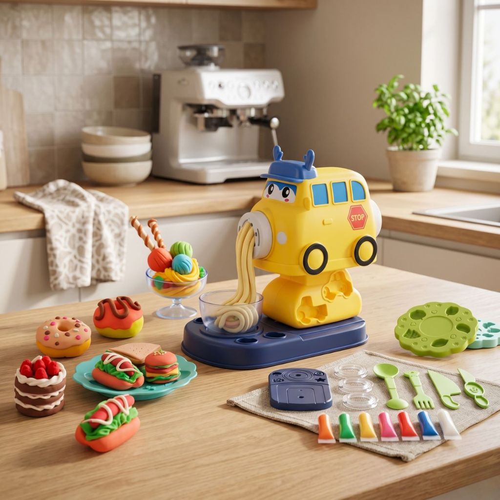 Kit Massinha Onibus 21 Pecas na Caixa Brinquedo Educativo Infantil Criativo DIY Presente Crianca