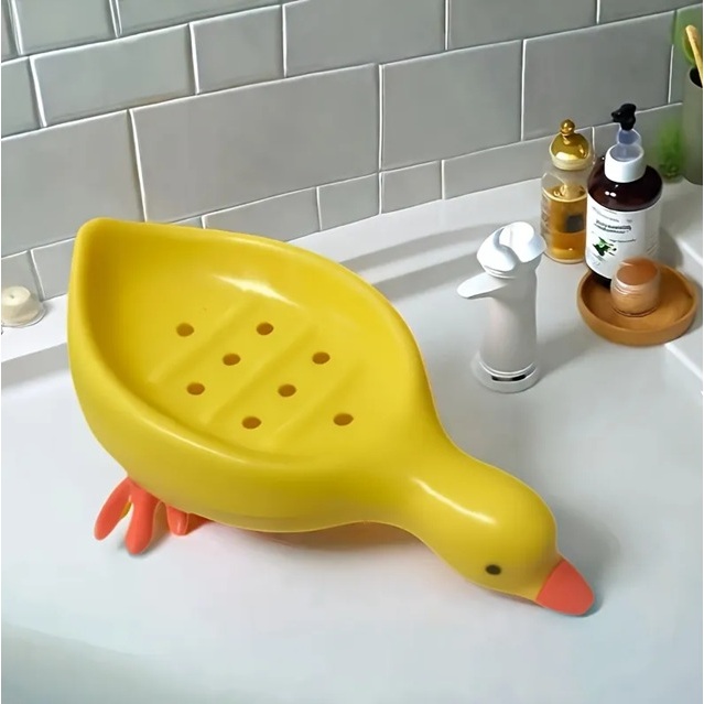 Saboneteira Porta Sabonete Pato Patinho Plástico c/ Drenagem Criativa p/ Banheiro Cozinha Decoração