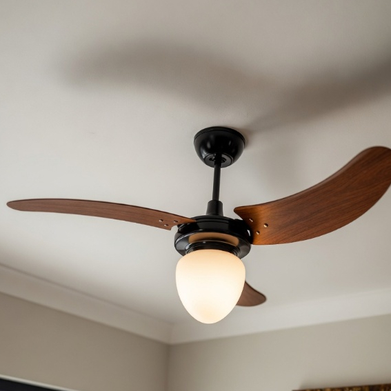 Ventilador Teto Tron Buzios Max Preto Com Pas Mogno 220V