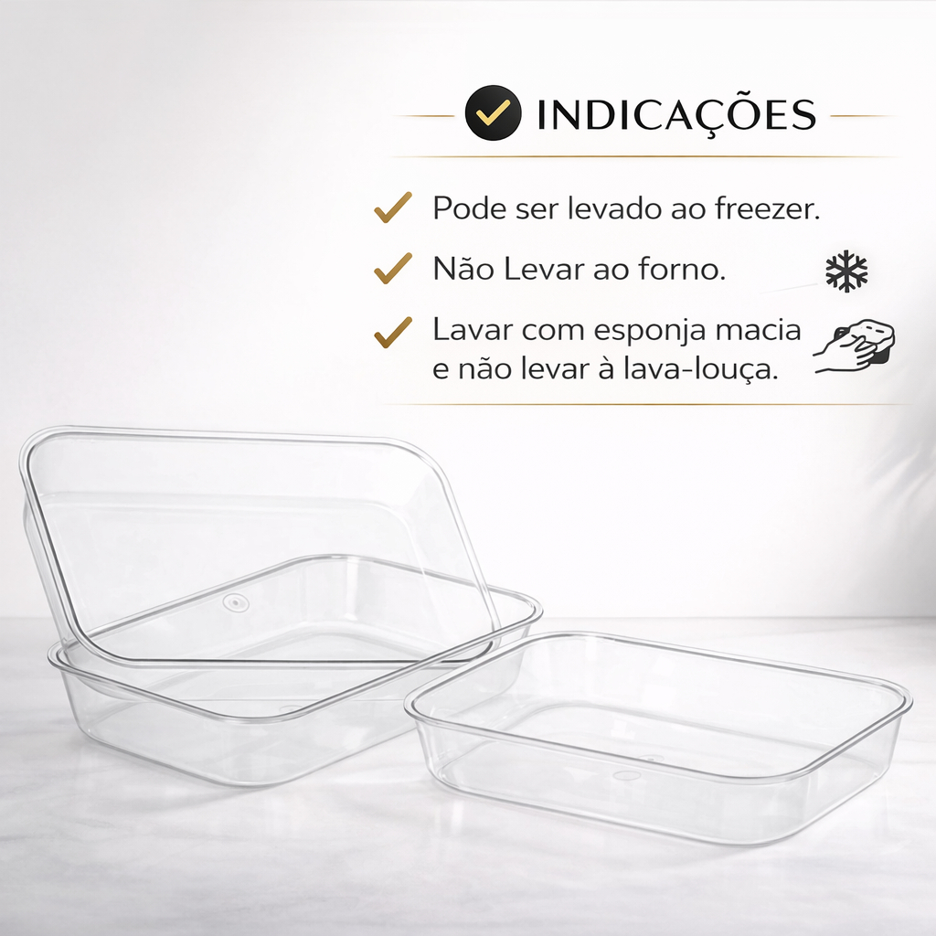 Kit C/3 Mini Travessas Retangulares de Poliestireno Cristal 13X20CM Três Triângulos · foto 2