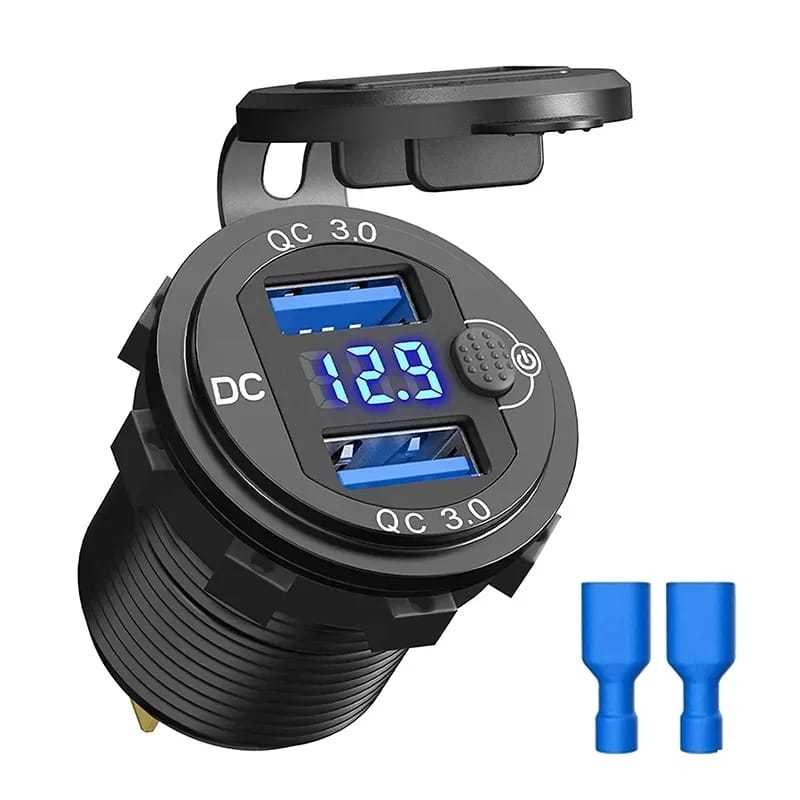 Carregador Tomada de Carro Duplo USB QC3.0 Celular Smartphone Adaptador De Carregamento Rápido