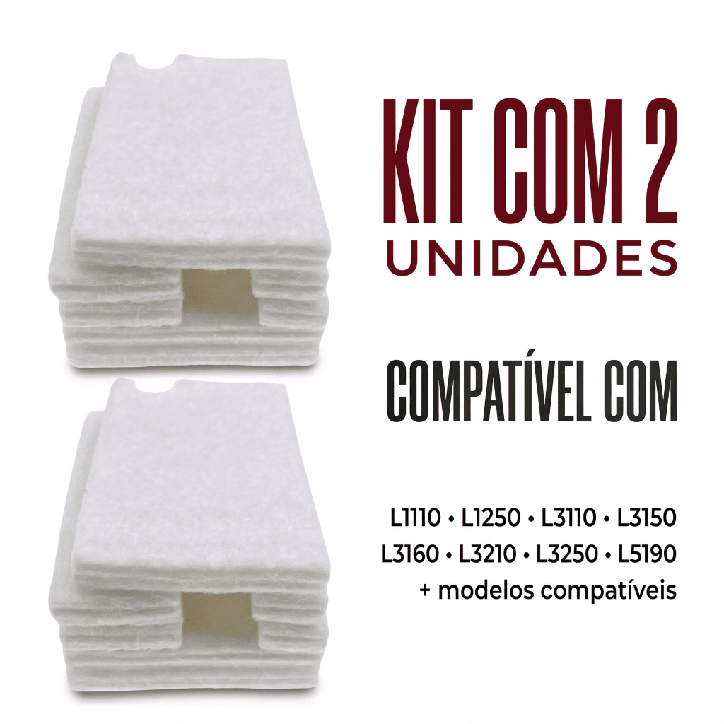 KIT 2 Almofada Absorvente Feltro Epson L3150 L3250 L3110 L3210 L5190 Sem Poliéster Alta Absorção