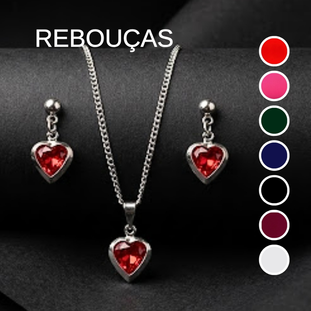 Conjunto Colar E Brinco Zircônias Aço Inox não escurece e não da alergia