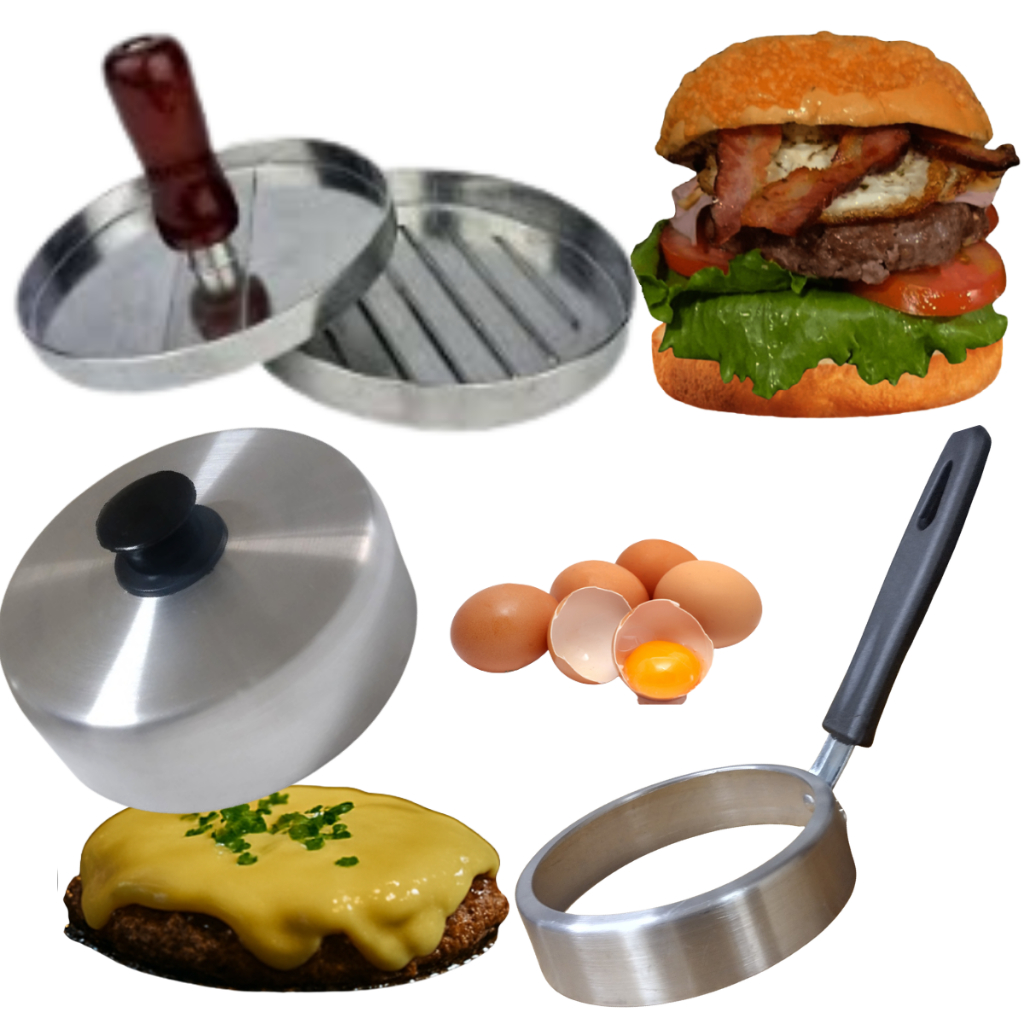 Forma Molde Fazer Hamburguer Caseiro Artesanal Prensa Abafador Tampa Aro Fritar Ovo Chapa Chapeiro
