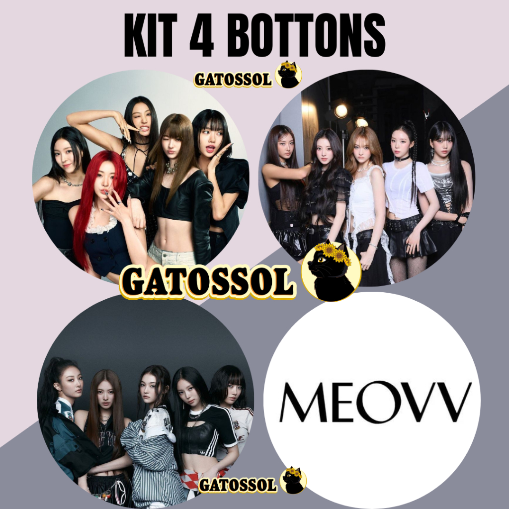 KIT MEOVV BIAS 4 Bottons 4,5CM Broche KPOP-IDOL-COREANO- Bottom/botton Boton Buton alfinete Boton Button Pin Botum