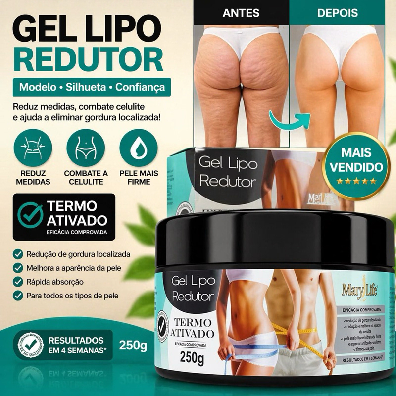 Gel Creme Lipo Redutor Termo Ativado 250g - Mary Life