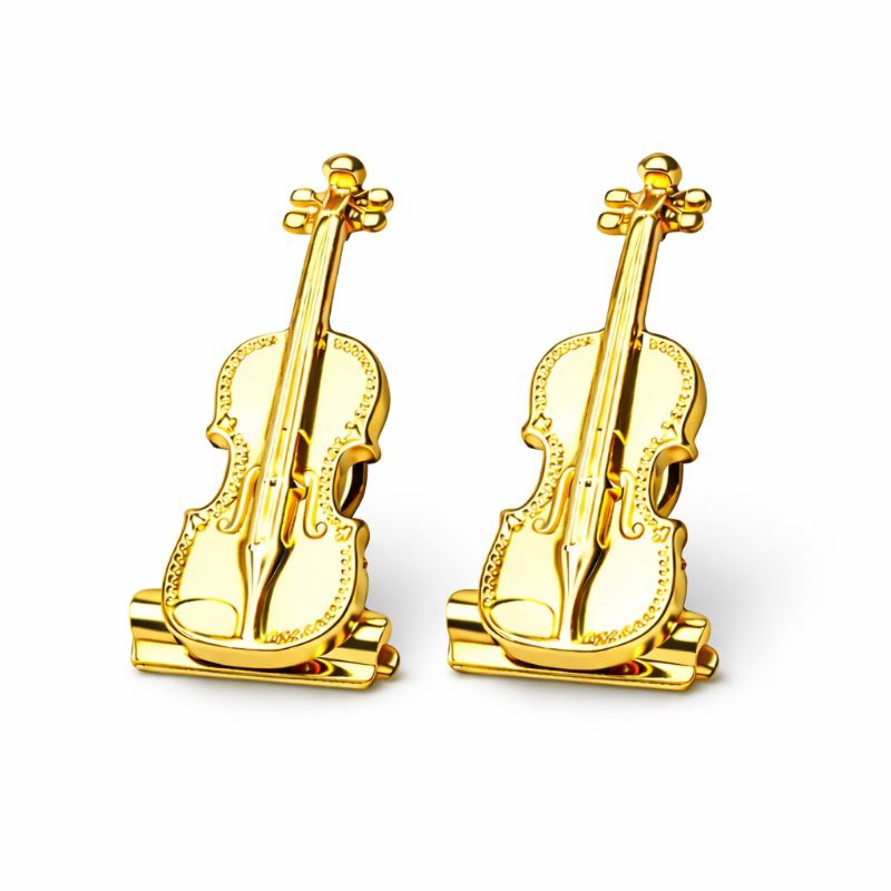 Prendedor de Partitura Violino Premium Dourado – Não Escorrega | Kit 2 Unidades + Case
