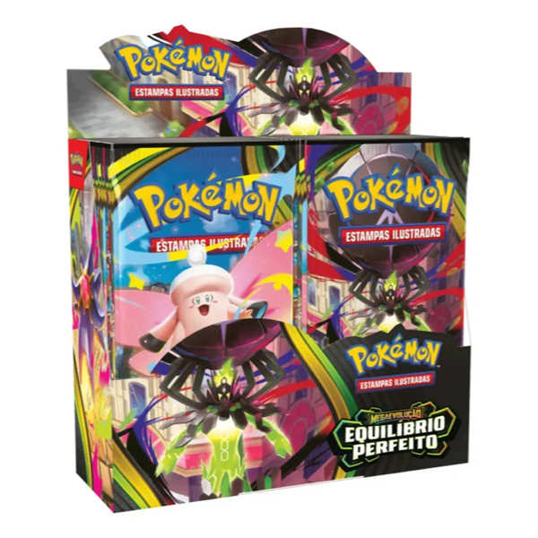 Pokemon Booster Box e Mini Box - Megaevolução, Fogo Fantasmagórico, Equilíbrio Perfeito