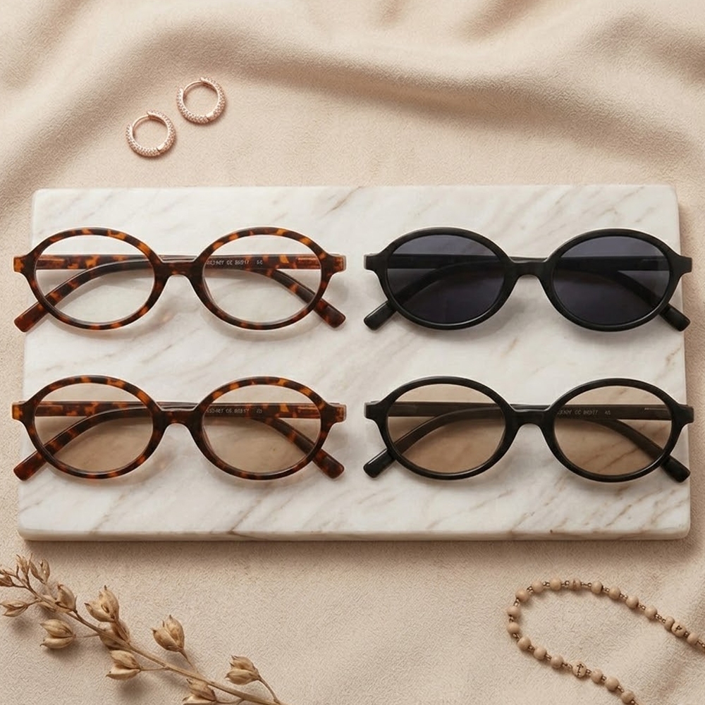 Óculos Feminino Vintage Estilo Retrô Oval Tartaruga Premium Leopardo