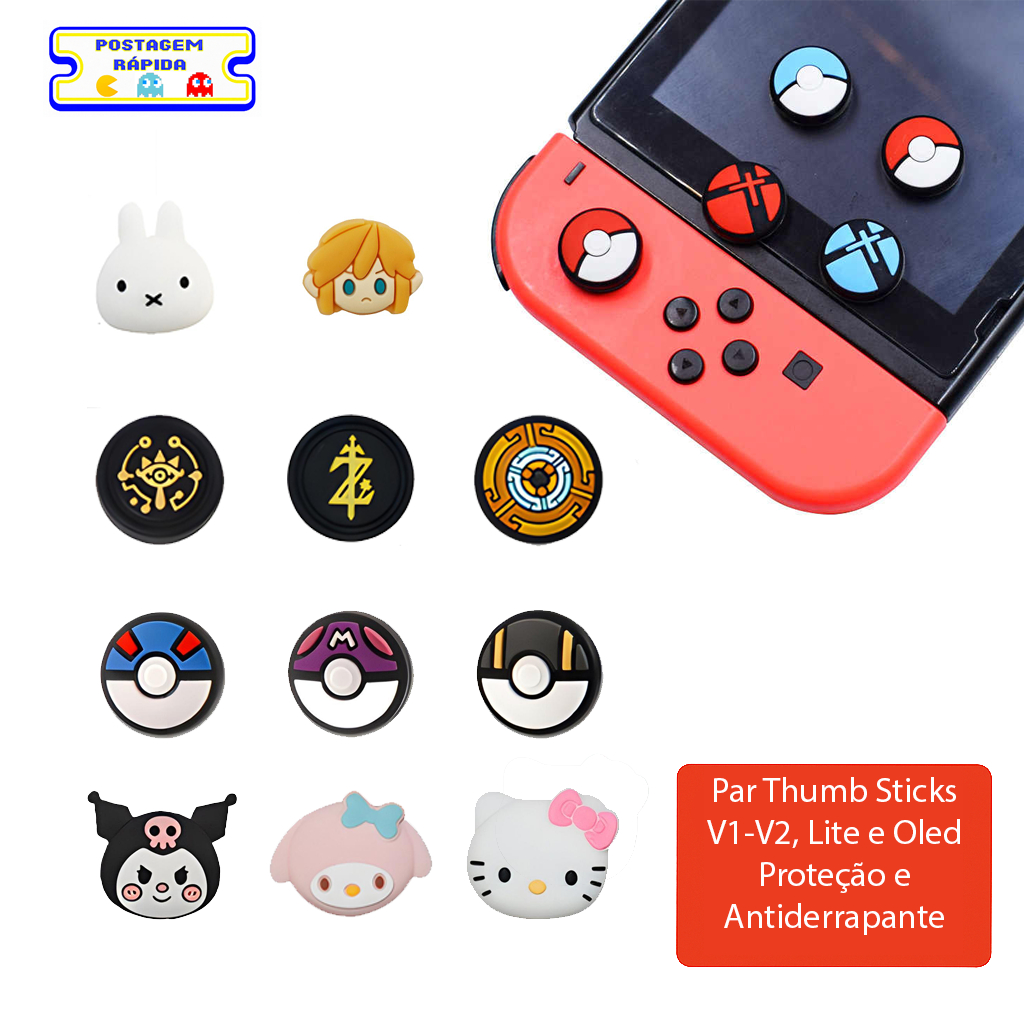 Grip Thumb Stick Nintendo Switch Lite OLED Silicone Antiderrapante Par