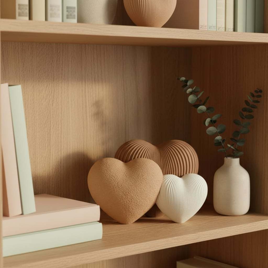 Decoração 3 Corações Escultura 17cm Família Mâe Bebê Estante Mesa Quarto Sala Escritório Banheiro. — imagem 2 de 2