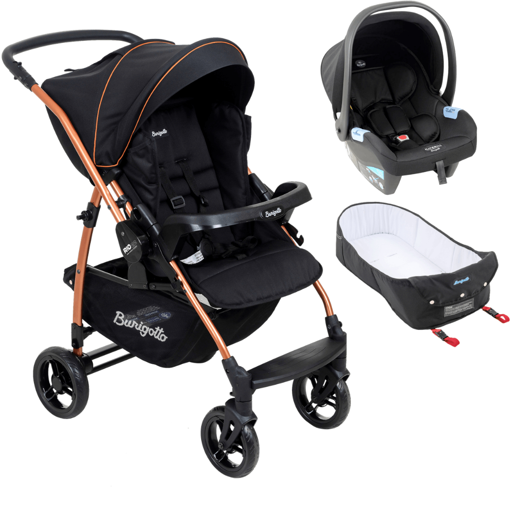 Carrinho com Bebe Conforto Ninho Burigotto Rio K Preto Cobre
