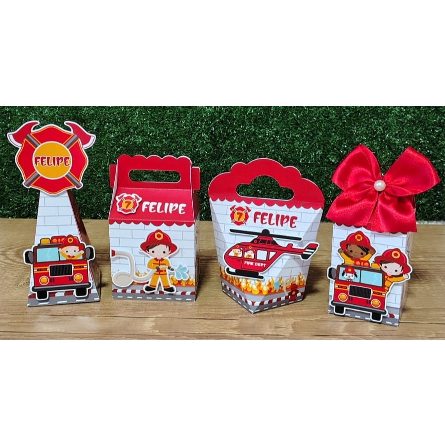 Kit Festa Personalizados BOMBEIRO - Caixinhas para Lembrancinhas Aniversário - PAPEL FOTOGRÁFICO