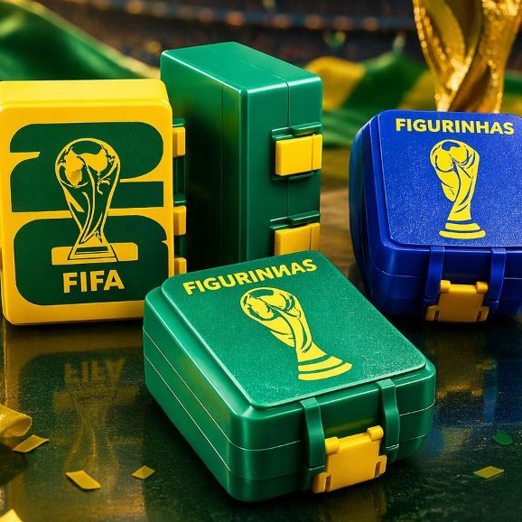 Caixinha Organizadora Amarela Copa 🏆 | Porta Figurinhas / Cards |