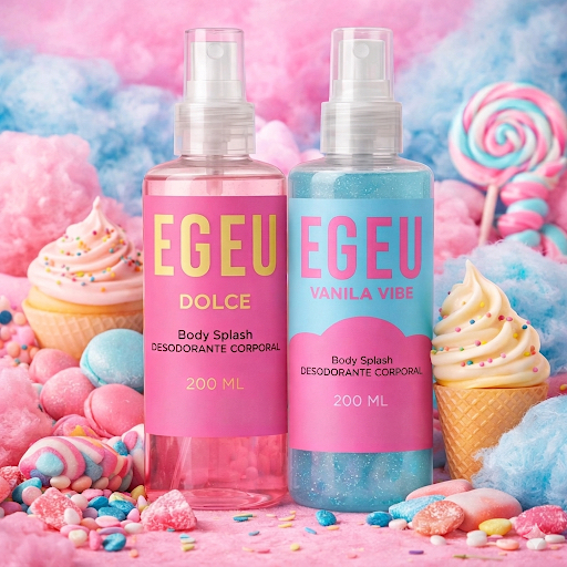 Body Splash Egeo Dolce com gliter 200Ml + 1 Body Splash Egeo Vanila com gliter 200Ml