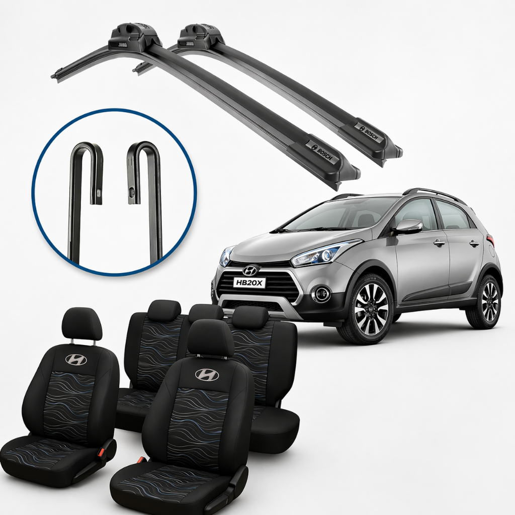 Kit Capas de Banco + Palhetas Limpador Parabrisa Hyundai HB20