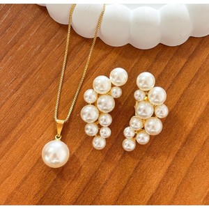 Conjunto Feminino Pérola Colar e Brinco Ear Cuff Ouro 18K Semijoia Elegante Delicado