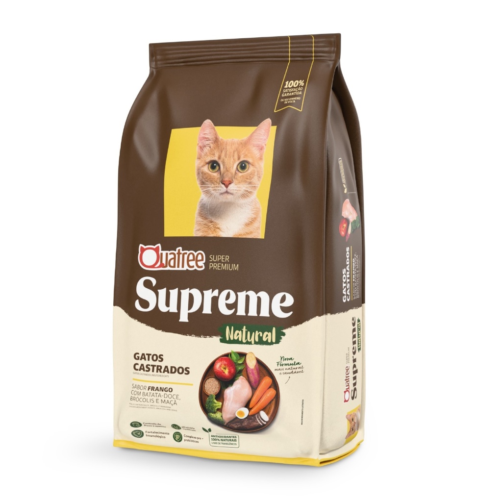 Ração Quatree Supreme Gatos Castrados Frango e Batata Doce - 10,1Kg
