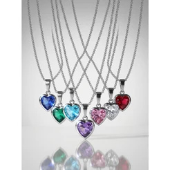 Colar Com Pedra Zirconia Colorido Coração Colar Feminina 42CM /Colar Com Coração Cravejado