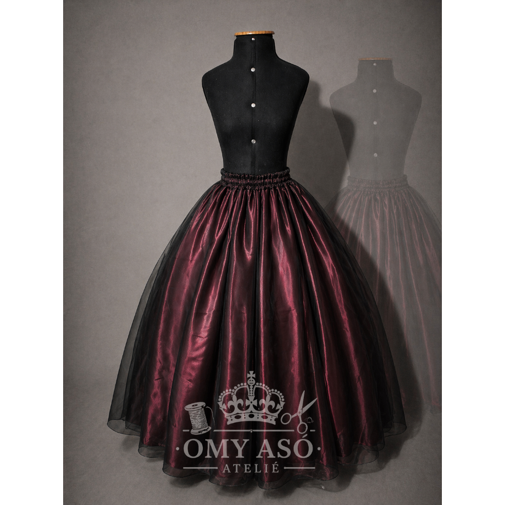Saia Cetim com Voal/tule glitter preto-umbanda-pombagira-cigana