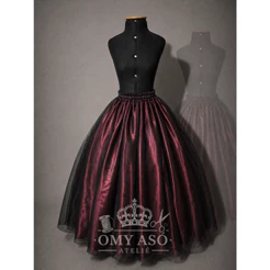 Saia Cetim com Voal/tule glitter preto-umbanda-pombagira-cigana
