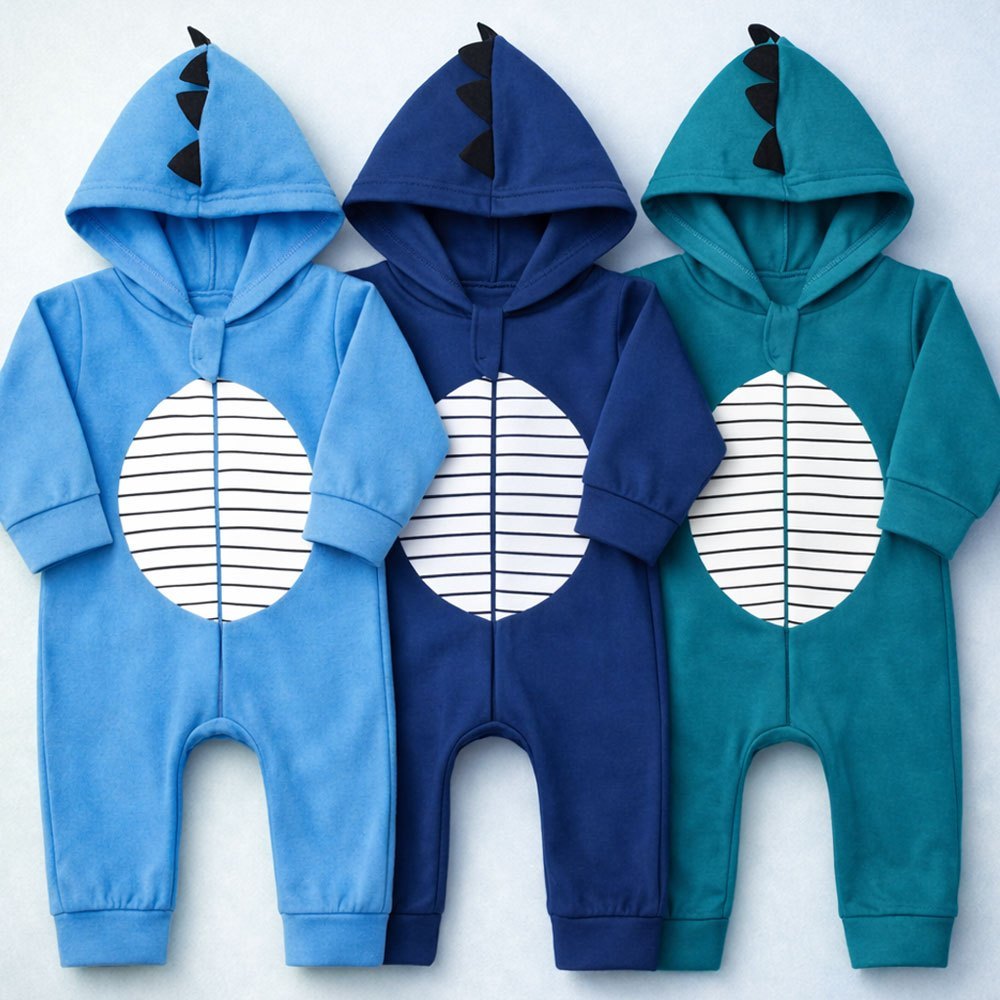 Macacão Soft com Capuz de Menino Roupa de Inverno de Bebe Quentinho