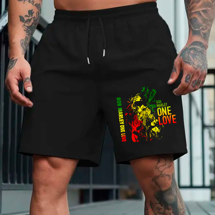 Short Masculino Bermuda Moletinho Estampada Reggae Bob Marley One Love Good Vibes Treino Confortavel