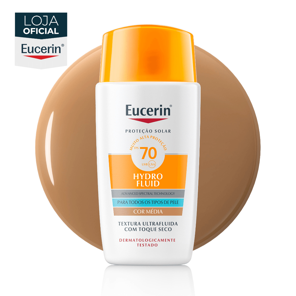 EUCERIN Sun Protetor Solar Facial Hydro Fluid Cor Média FPS 70 50ml