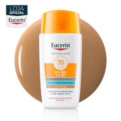 EUCERIN Sun Protetor Solar Facial Hydro Fluid Cor Média FPS 70 50ml