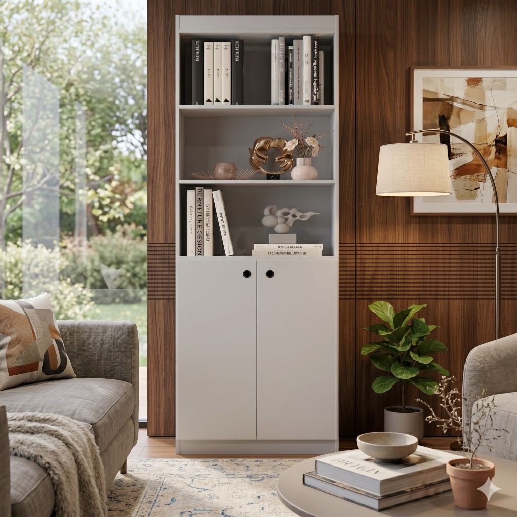 Armário Livreiro Organizador Gold Luxo Com 5 Prateleiras E 2 Portas - Escritório e Quarto em Oferta na Shopee