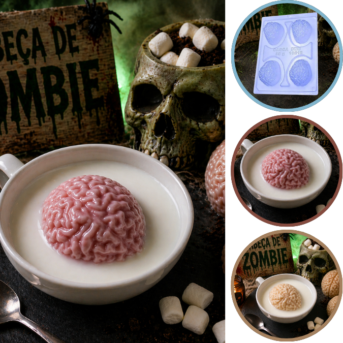 1~5 Forma CÉREBRO De Acetato BWB3 Partes com Silicone Para Chocolates e Dias Das Bruxas,Halloween (CHOCO)