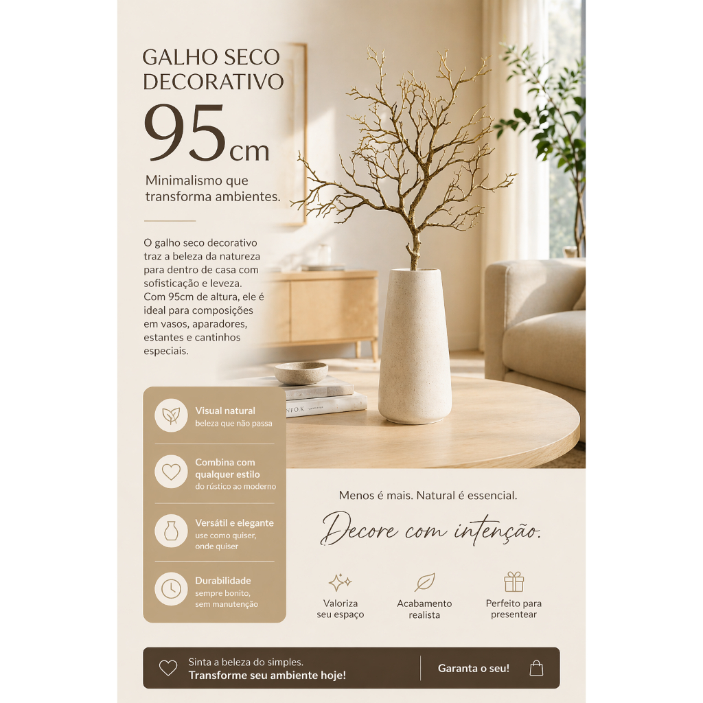 Galho Seco Artificial Grande Decor Chifre De Veado 95cm — imagem 2 de 2