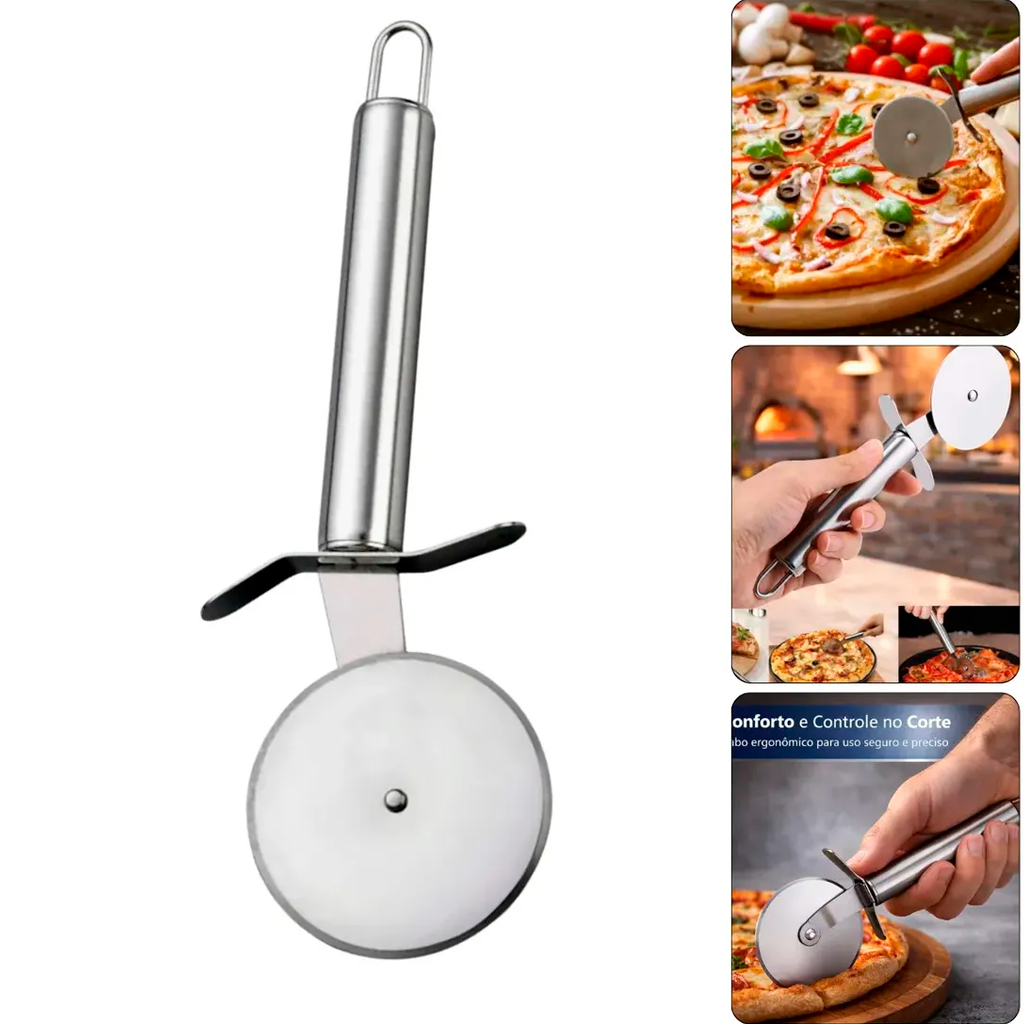 Cortador Carretilha De Massa Pizza Em Aço Inox Resistente