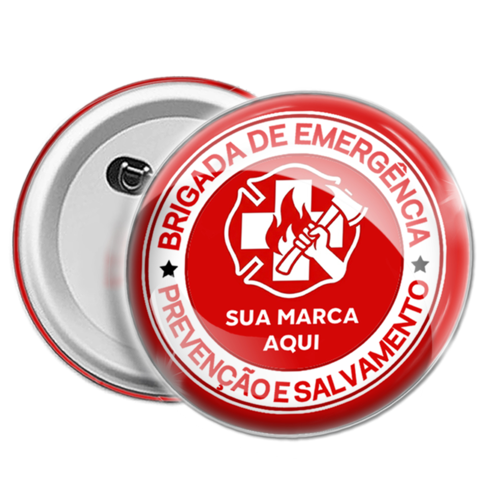Kit 20 a 100 Botons Com Sua Logomarca: Brigada de Emergências e Incêndio Brigadista | Personalizado