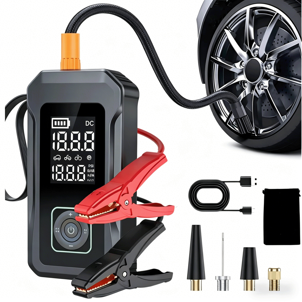 Bomba de ar portatil Regular/Atualizado compressor inflator multi-função 4 em 1 powerbank 8kmah bateria calibrador de ca