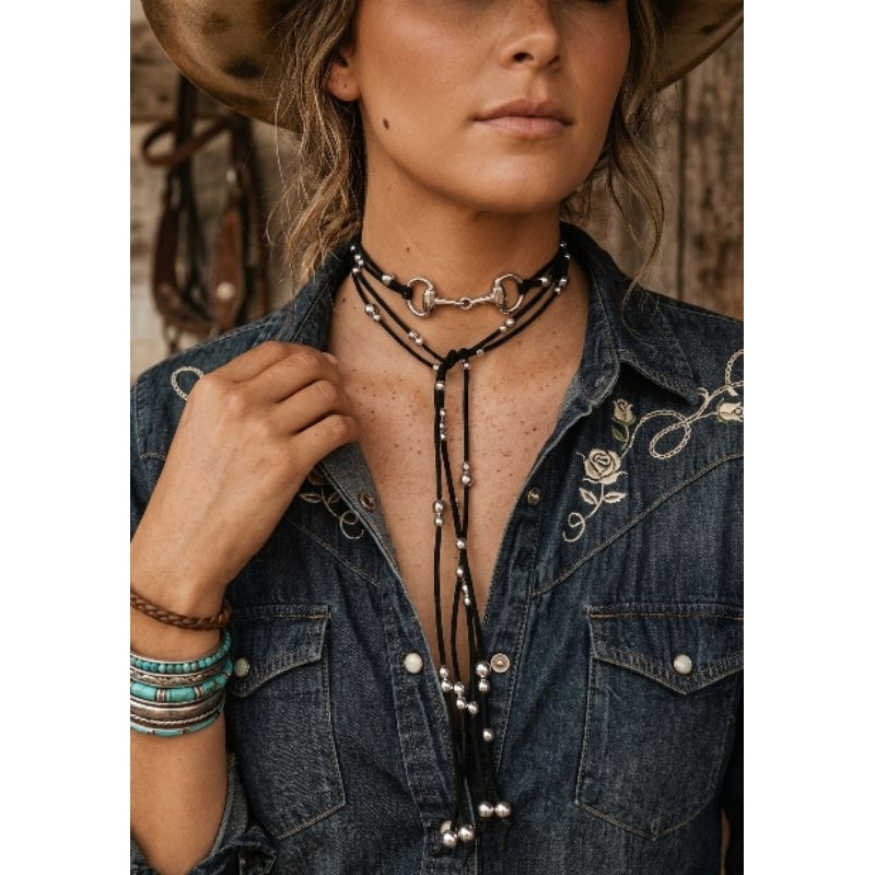 colar country personalizado gravatinha bridão boiadeira lançamento moda western estilo country acessórios feminino